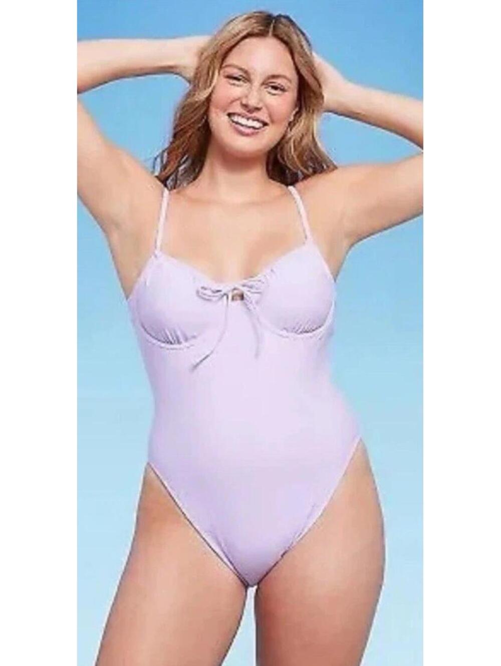 Wild Fable Women's XXS 00 Purple Swimsuit One Piece Underwire High Leg Cheeky